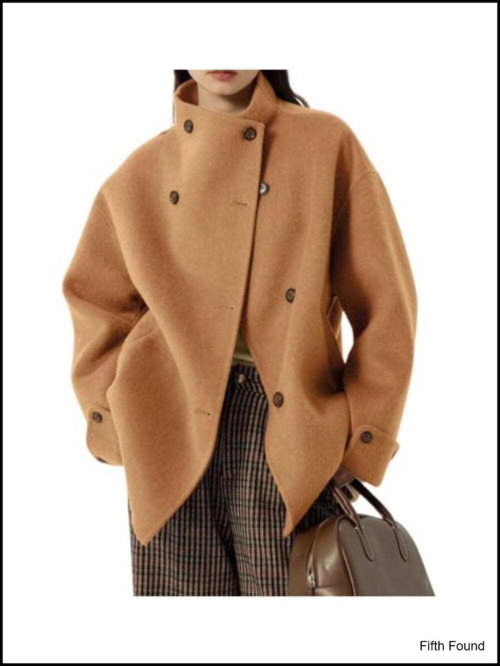 Wool Blend Trench Coat Loose Fit Button Down Business Casual Overcoat